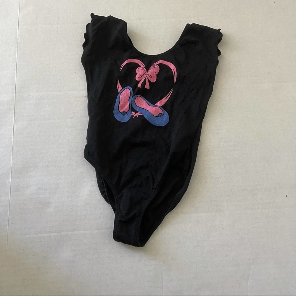 Vintage Girls Leotard Black and Pink